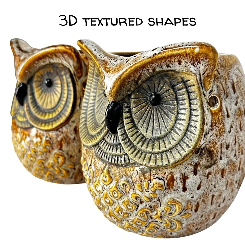 Intertek Ceramic Owl Lamps Set of 2  Bedside Light Up Nightlights‎ 5.75